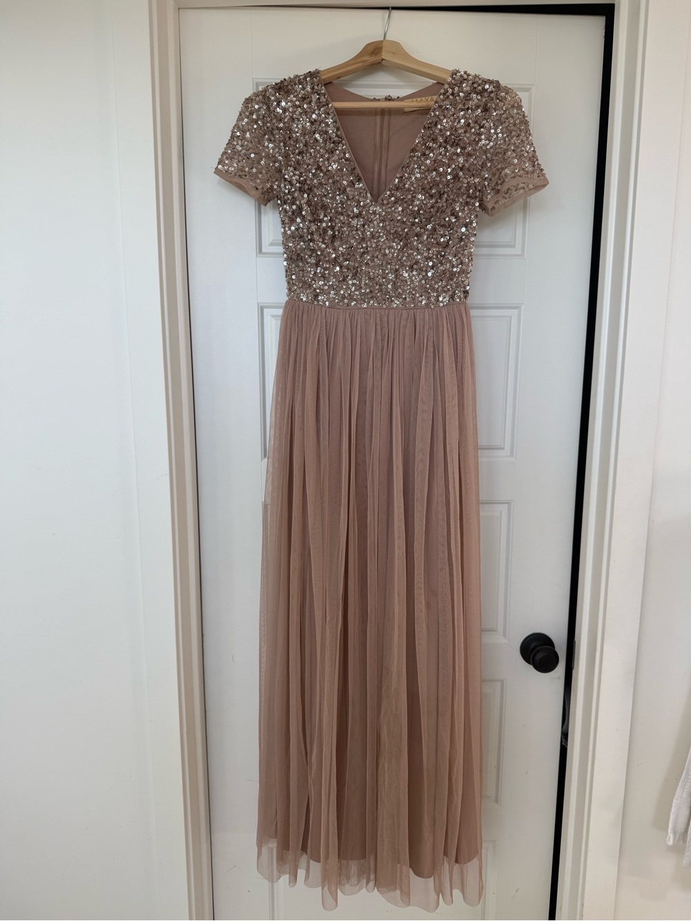 Maya Sequin Bodice Maxi Dress in Dusty Rose